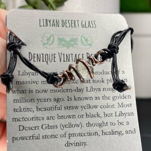 Wire Wrapped Raw Libyan Desert Glass cage adjustable friendship bracelet
